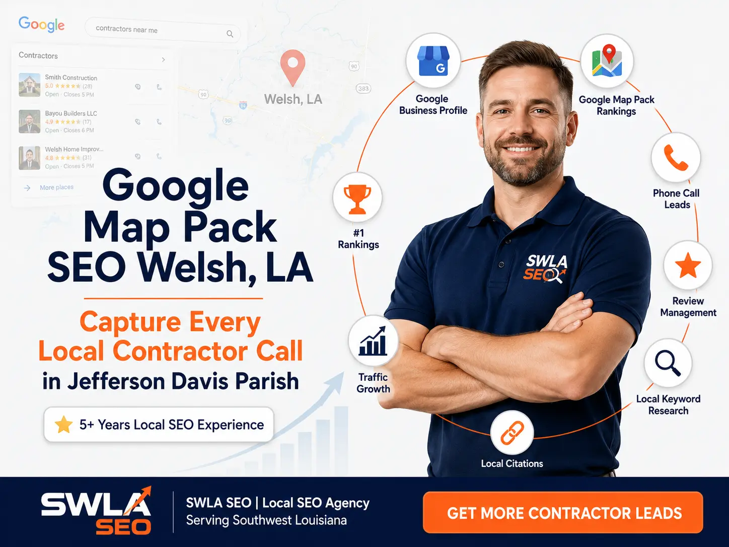 Local SEO Welsh Louisiana — rank #1 Google Map Pack Welsh LA ZIP 70591 Jefferson Davis Parish SWLA SEO